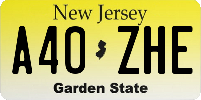 NJ license plate A40ZHE