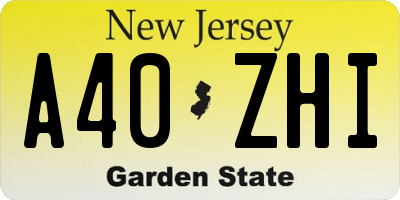 NJ license plate A40ZHI