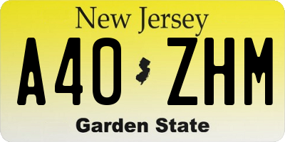 NJ license plate A40ZHM