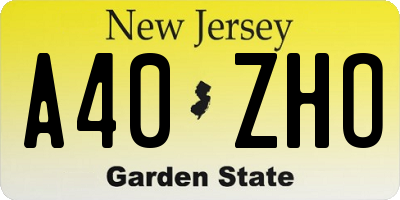 NJ license plate A40ZHO