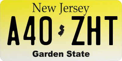 NJ license plate A40ZHT