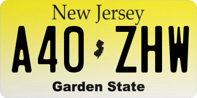 NJ license plate A40ZHW