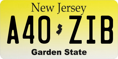 NJ license plate A40ZIB