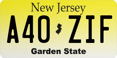 NJ license plate A40ZIF