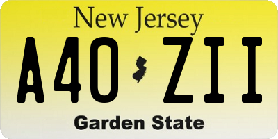 NJ license plate A40ZII