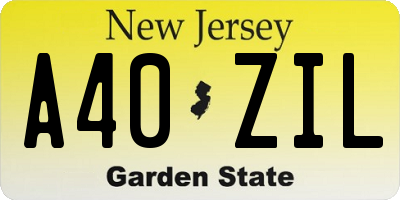 NJ license plate A40ZIL