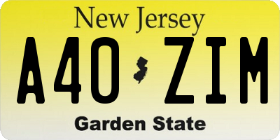 NJ license plate A40ZIM