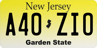NJ license plate A40ZIO
