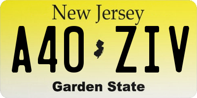 NJ license plate A40ZIV
