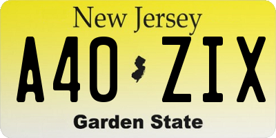 NJ license plate A40ZIX