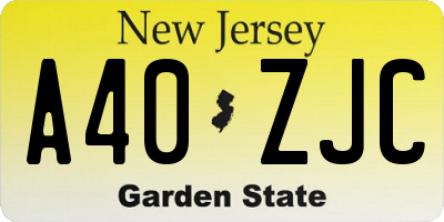 NJ license plate A40ZJC