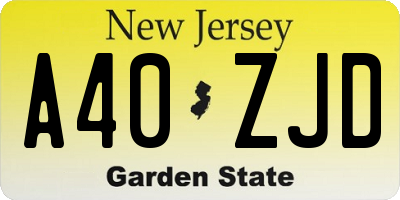 NJ license plate A40ZJD
