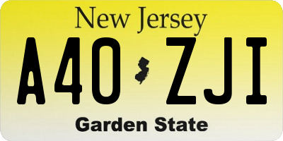 NJ license plate A40ZJI