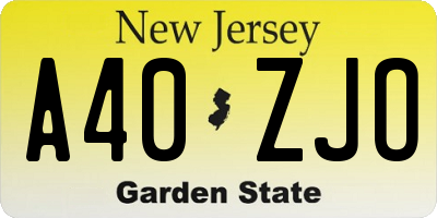 NJ license plate A40ZJO