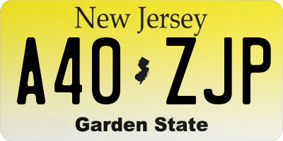 NJ license plate A40ZJP
