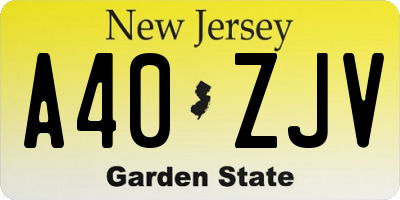 NJ license plate A40ZJV