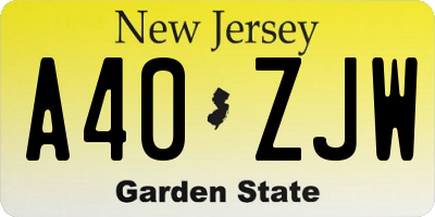 NJ license plate A40ZJW