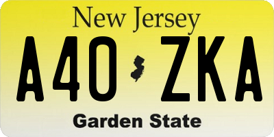 NJ license plate A40ZKA