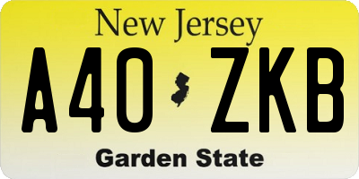 NJ license plate A40ZKB