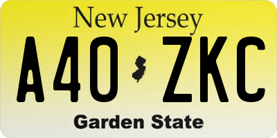 NJ license plate A40ZKC