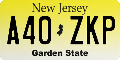 NJ license plate A40ZKP