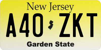 NJ license plate A40ZKT