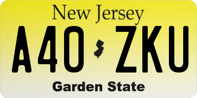 NJ license plate A40ZKU