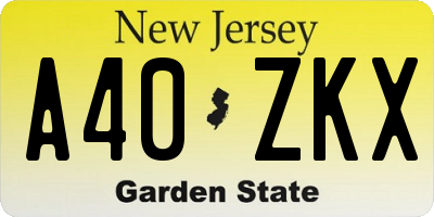 NJ license plate A40ZKX