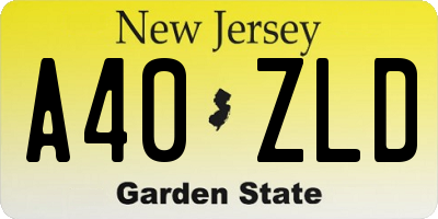 NJ license plate A40ZLD