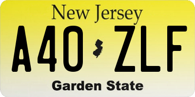 NJ license plate A40ZLF