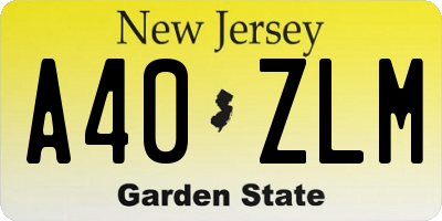 NJ license plate A40ZLM
