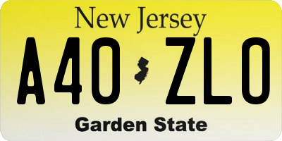 NJ license plate A40ZLO