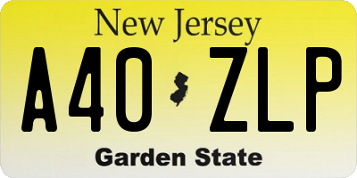 NJ license plate A40ZLP
