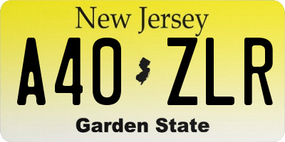 NJ license plate A40ZLR
