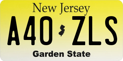 NJ license plate A40ZLS