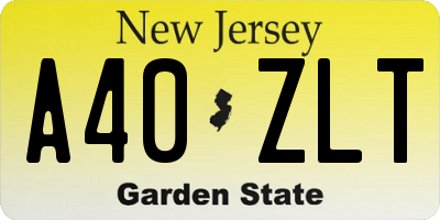 NJ license plate A40ZLT