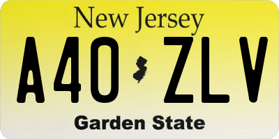 NJ license plate A40ZLV