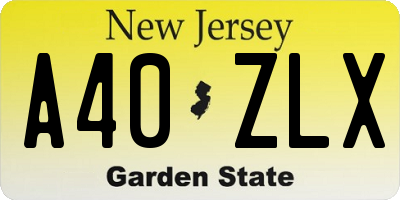 NJ license plate A40ZLX