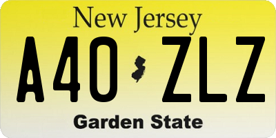 NJ license plate A40ZLZ