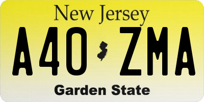 NJ license plate A40ZMA