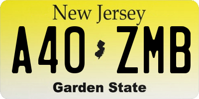 NJ license plate A40ZMB