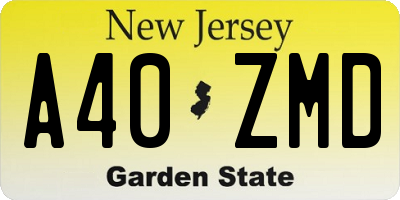 NJ license plate A40ZMD