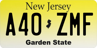 NJ license plate A40ZMF