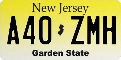 NJ license plate A40ZMH