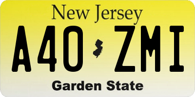 NJ license plate A40ZMI