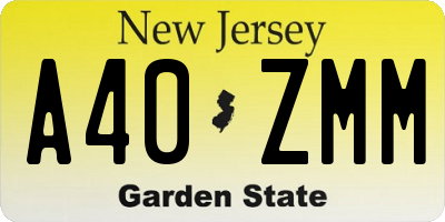 NJ license plate A40ZMM
