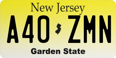 NJ license plate A40ZMN
