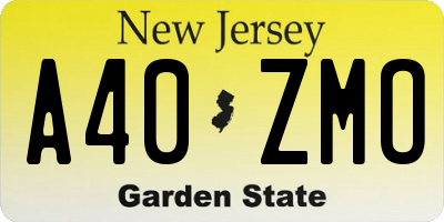 NJ license plate A40ZMO