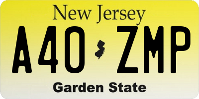 NJ license plate A40ZMP