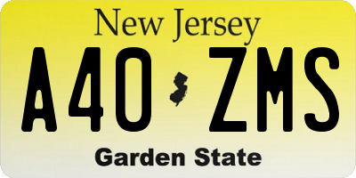 NJ license plate A40ZMS